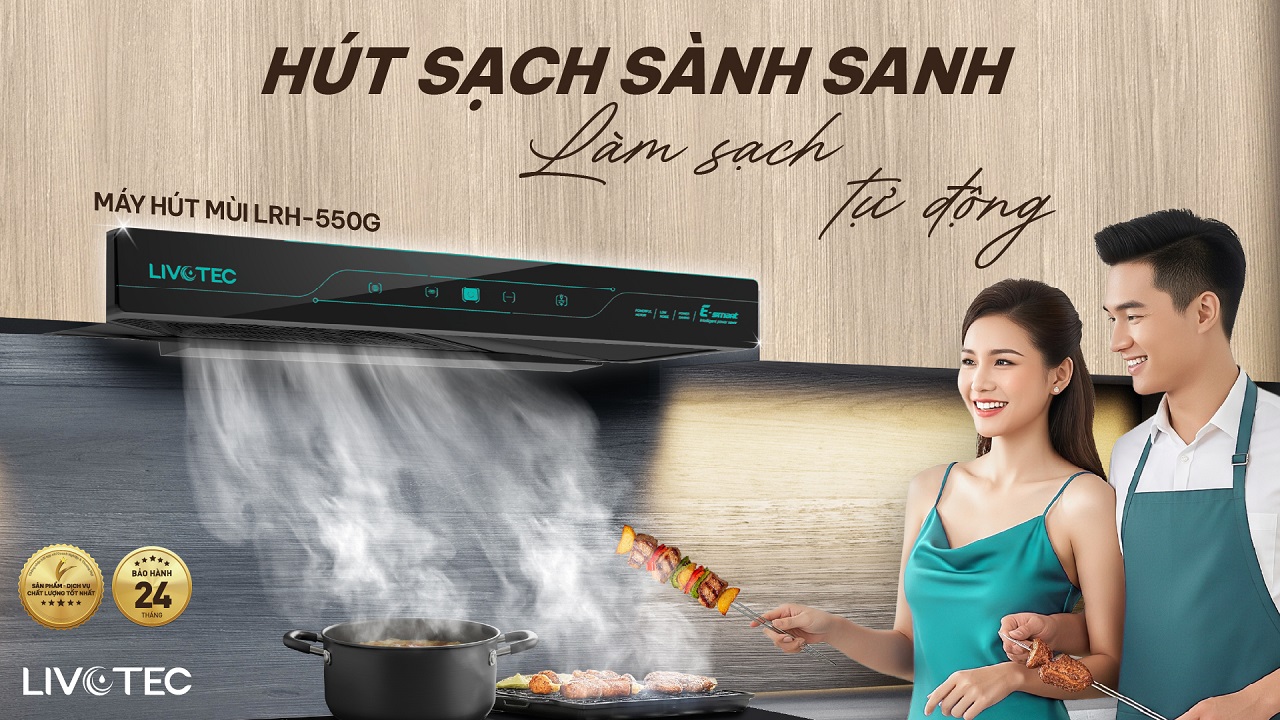 Máy hút mùi LRH-550G hút sạch sành sanh loại bỏ mùi hiệu quả