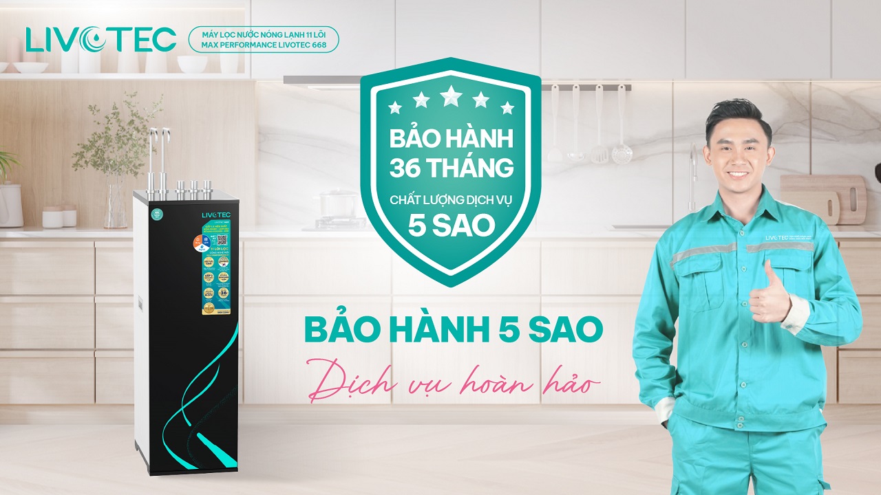 Máy lọc nước nóng lạnh Livotec 668 được bảo hành chính hãng 36 tháng an tâm sử dụng
