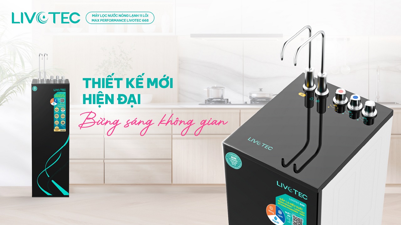 Máy lọc nước nóng lạnh Livotec 668 có thiết kế hiện đại trẻ trung và thời thượng