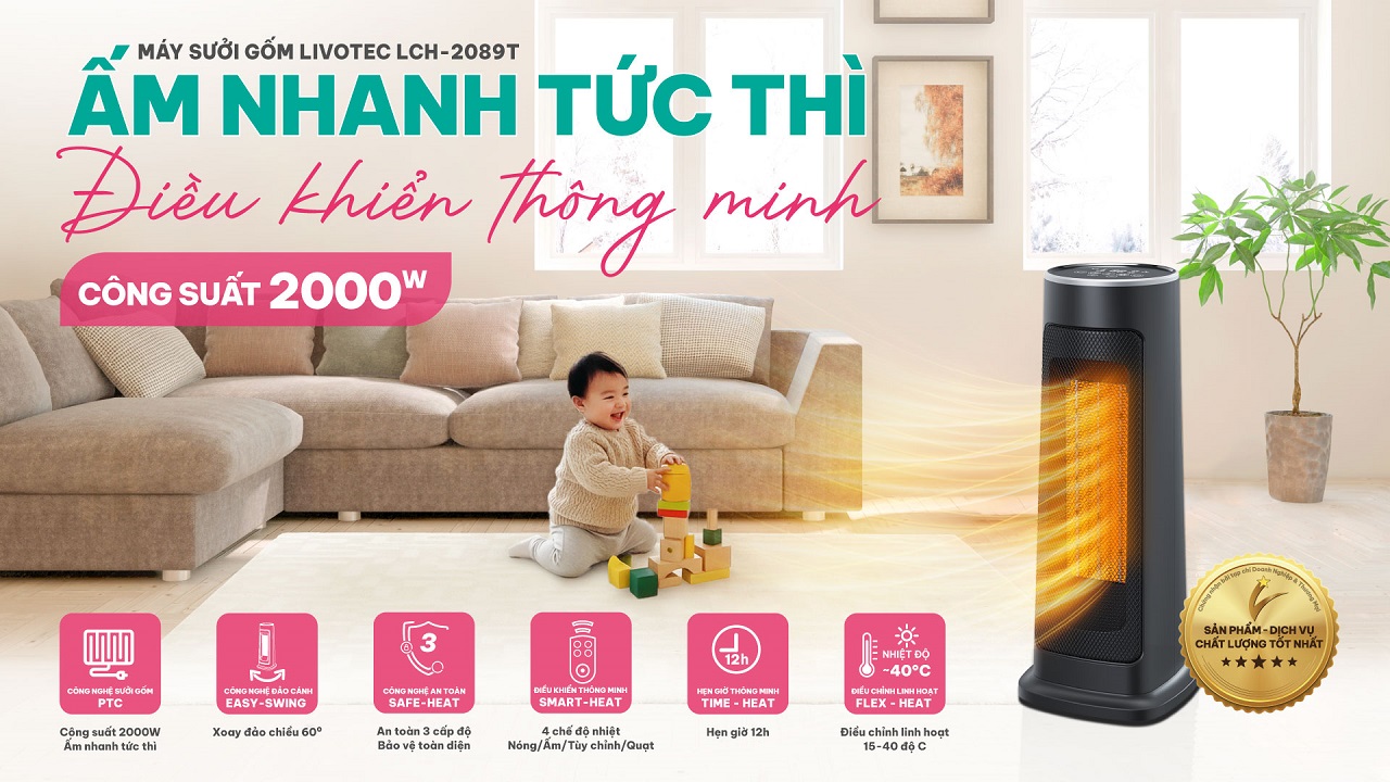 Alt bình thường Alt không dấu Máy sưởi Livotec LCH-2089T ấm nhanh tức thì