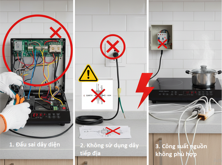 Những lỗi thường gặp khi đấu điện bếp từ 
