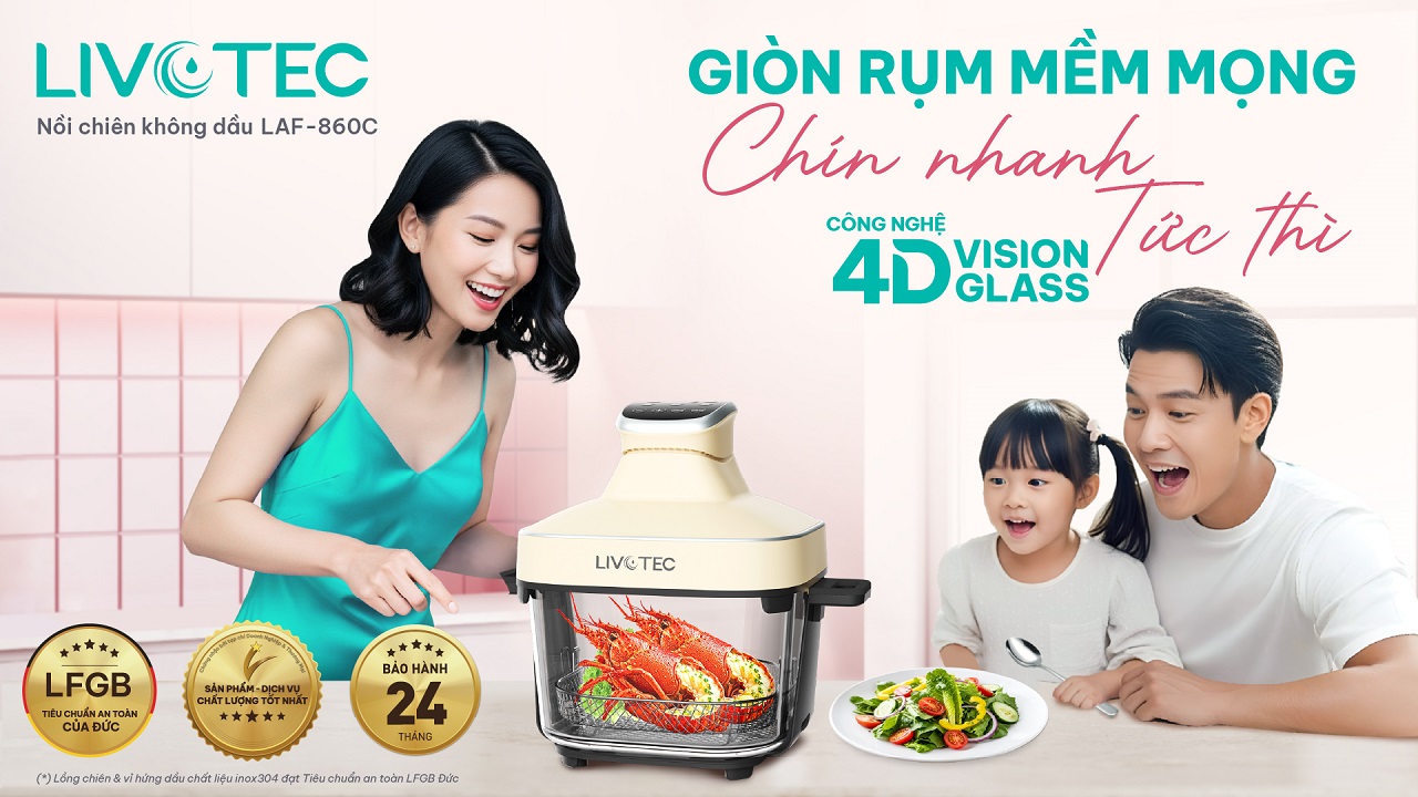 Nồi chiên 4D Vision Glass LAF-860C giòn rụm mềm mọng
