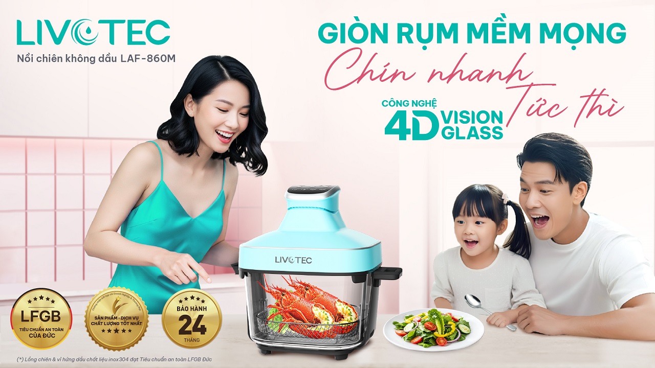 Nồi chiên 4D Vision Glass LAF-860M giòn rụm mềm mọng
