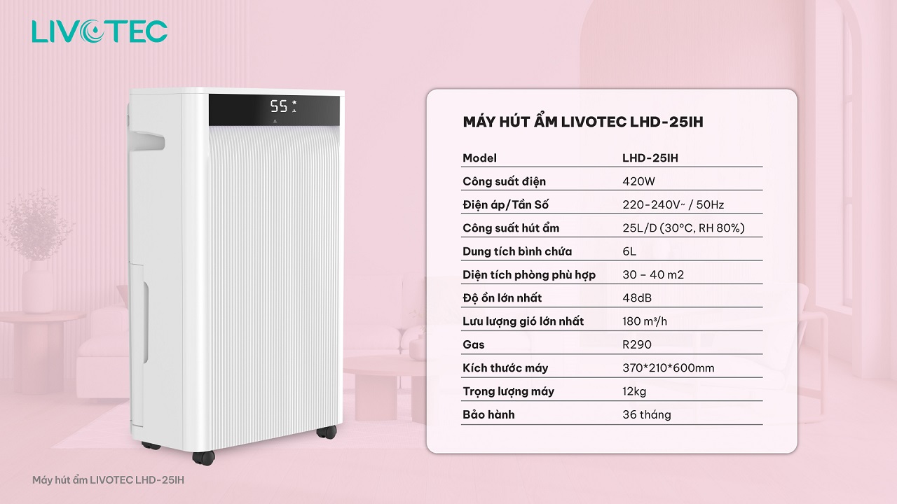 Thông số kỹ thuật máy hút ẩm LHD-25IH