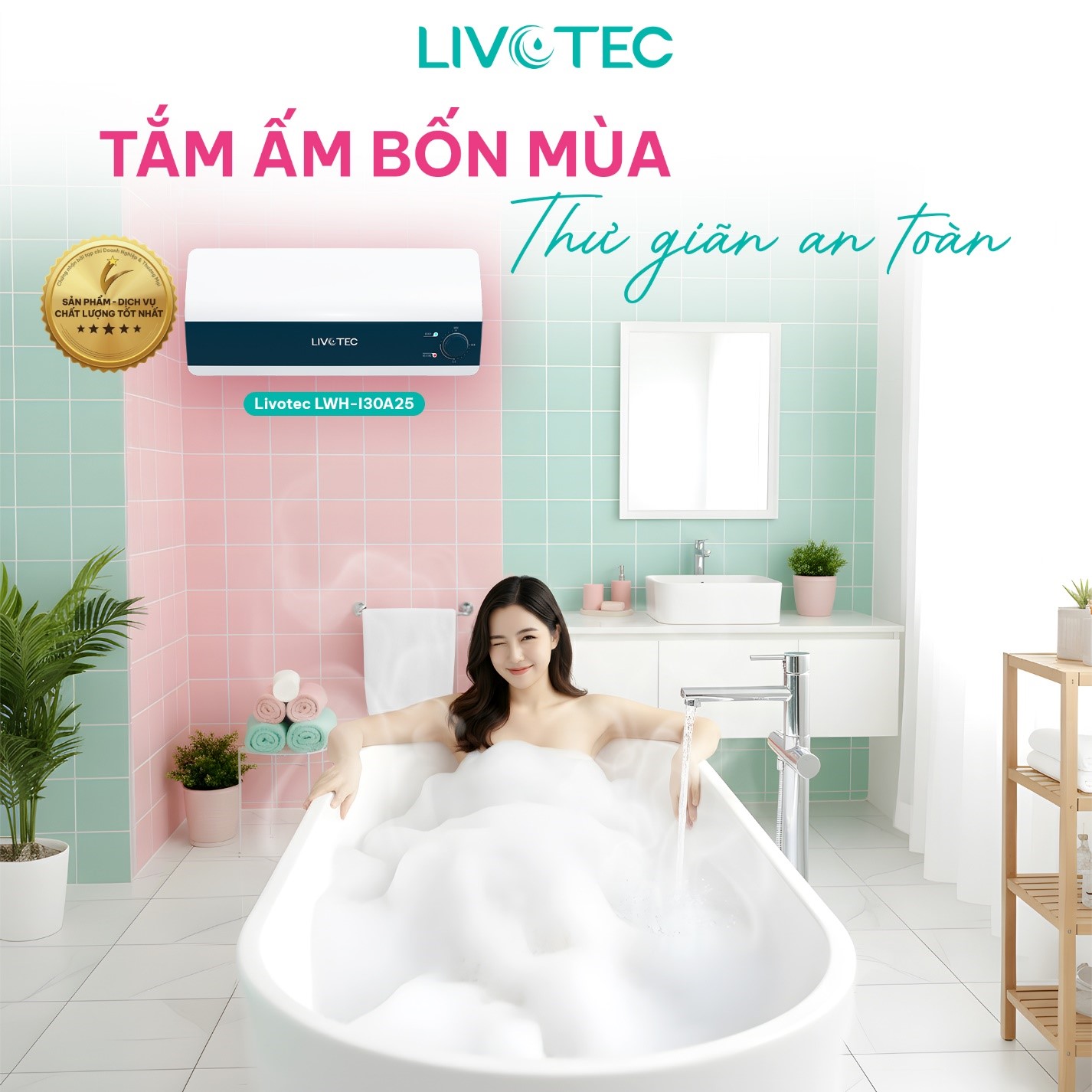 Bình nước nóng Livotec tắm ấm bốn mua