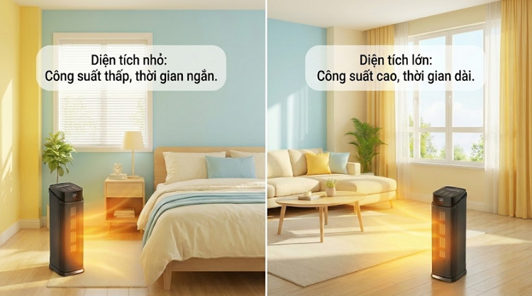 Diện tích không gian sử dụng ảnh hưởng đến điện năng tiêu thụ