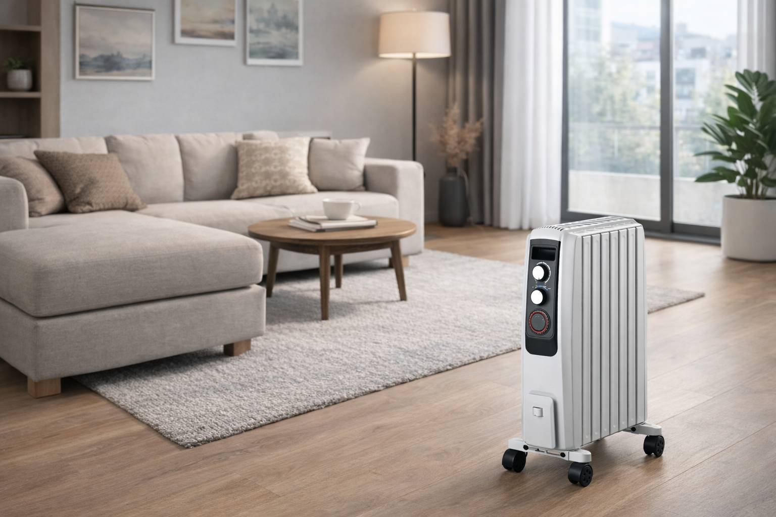 Máy sưởi dầu trong phòng khách