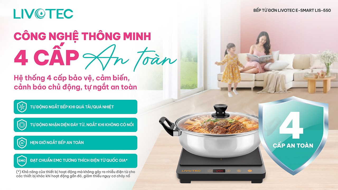 Bếp từ đơn Livotec E-Smart LIS-550 4 cấp bảo vệ an toàn
