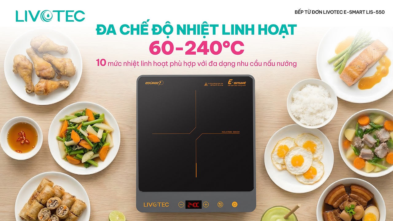 Bếp từ đơn Livotec E-Smart LIS-550 đa chế độ 60-240 độ C