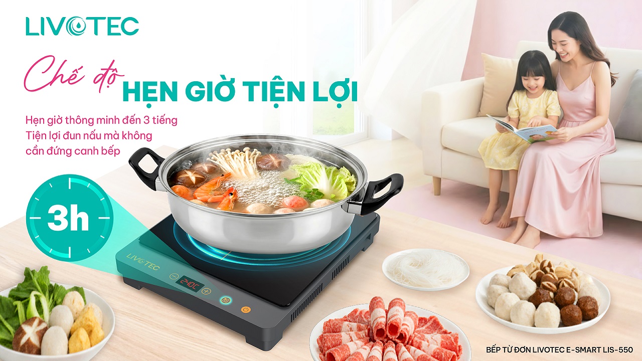 Bếp từ đơn Livotec E-Smart LIS-550 tặng nồi lẩu inox cao cấp