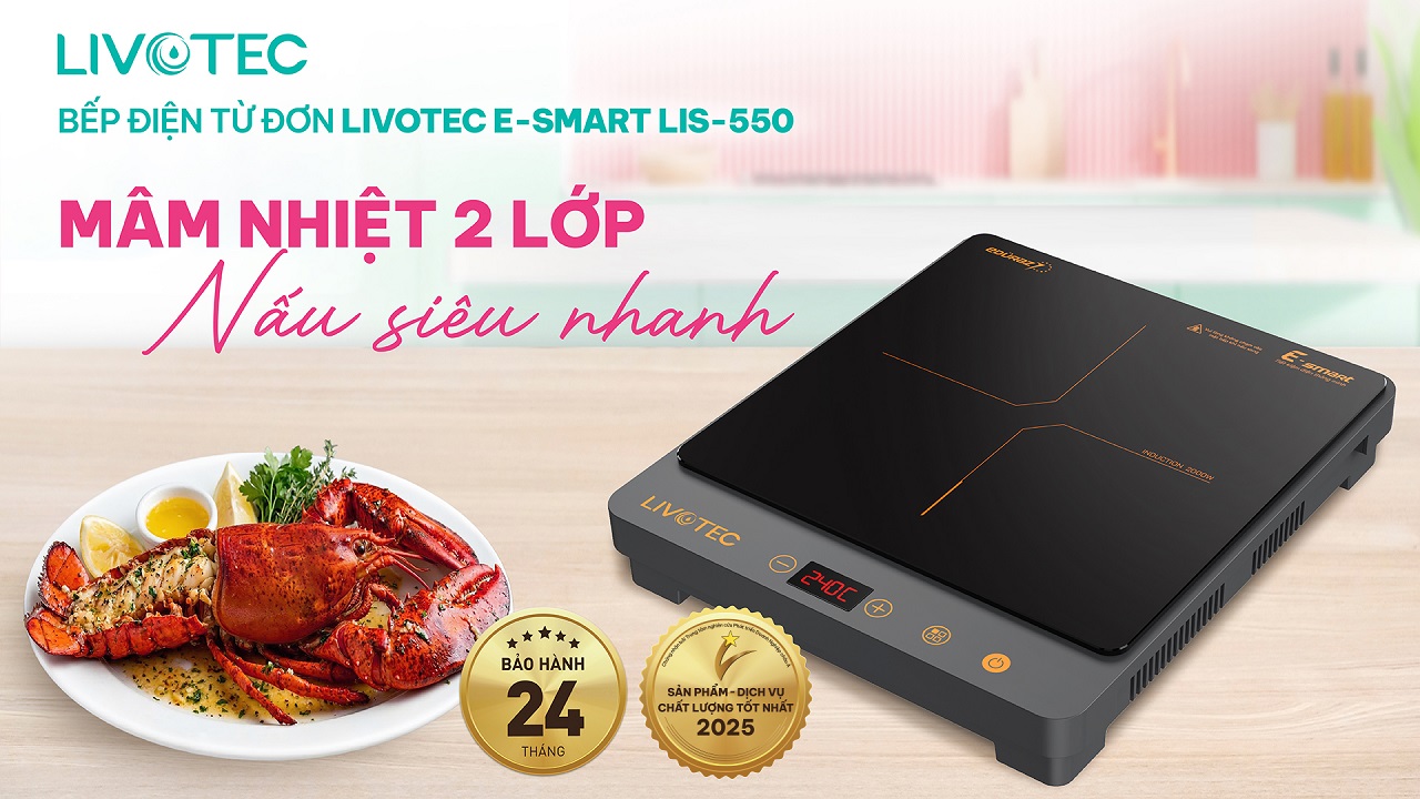 Bếp từ đơn Livotec E-Smart LIS-550 nấu nhanh