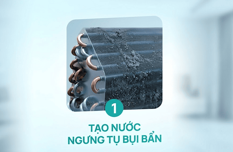 Bước 1: Ngưng tụ - gom bụi bẩn