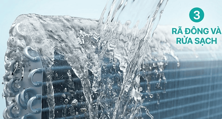 Bước 3: Rã đông - rửa trôi triệt để