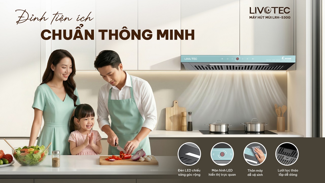 Máy hút mùi Livotec E-Smart đa màu sắc phù hợp mọi không gian